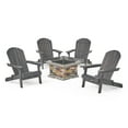 thumbnail image 1 of GDF Studio Kingston Outdoor Acacia Wood 5 Piece Adirondack Chair and Fire Pit Set, Dark Gray and Natural Stone, 1 of 13
