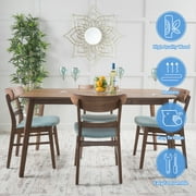 GDF Studio Kloss Mid-Century Modern 5 Piece Dining Set with 60-Inch Rectangular Table, Mint and Natural Walnut