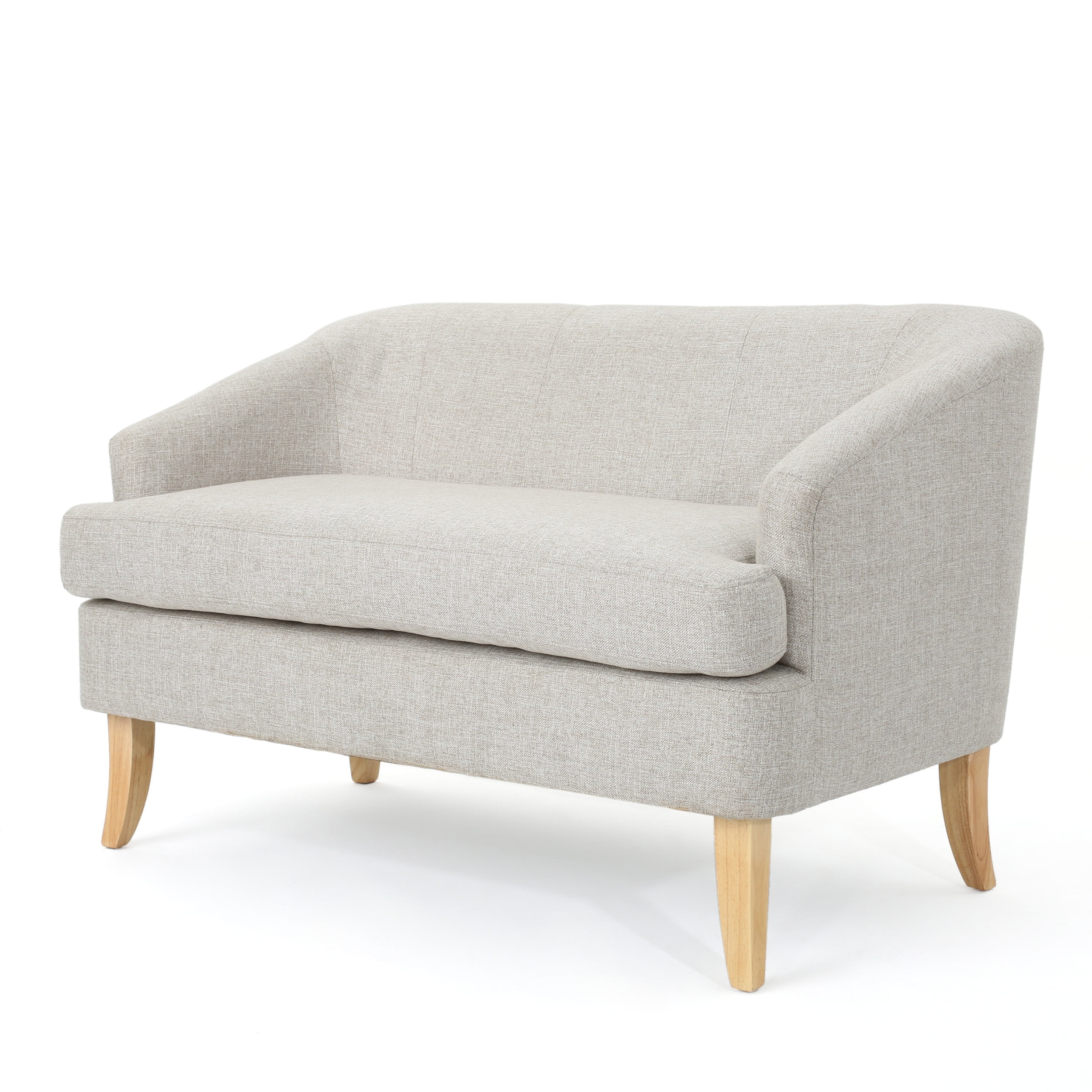 Elegant Beige Birch Wood Sloped Arm Loveseat