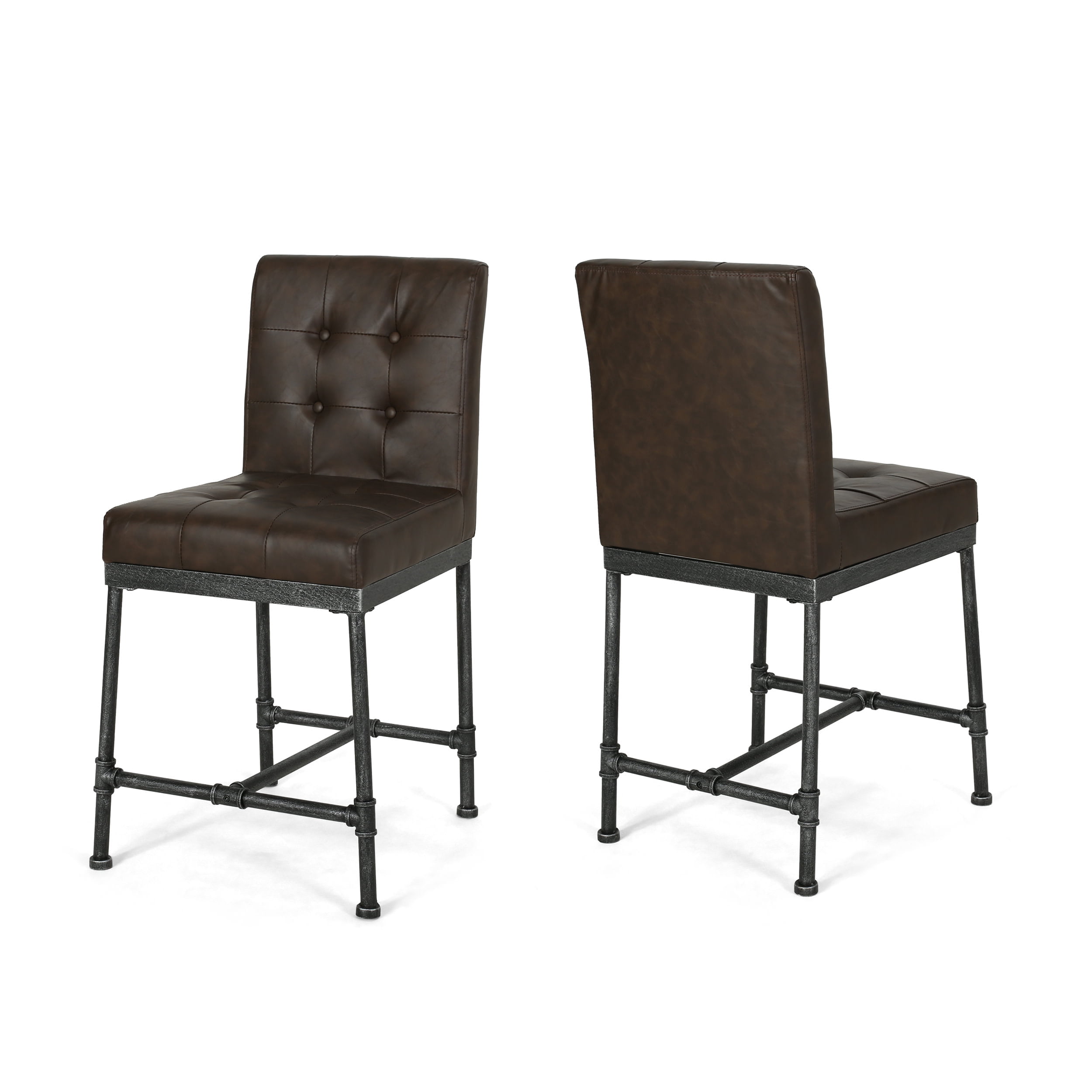 GDF Studio Kyston Modern Industrial Faux Leather 24 Inch Counter Stools ...