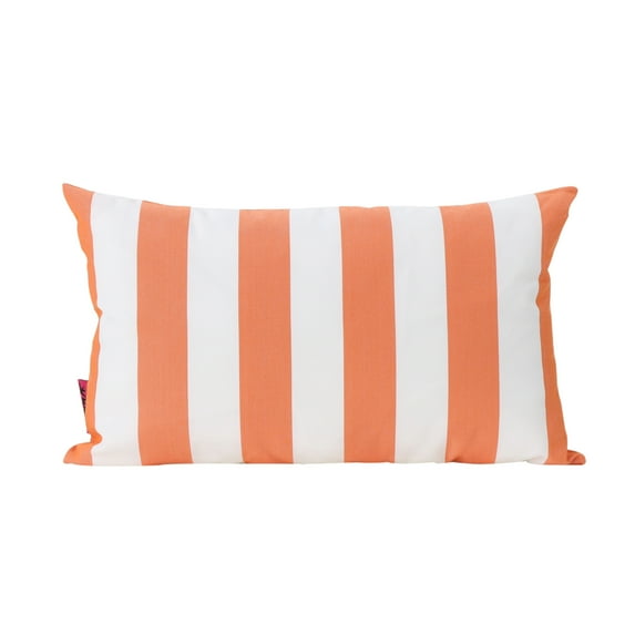 GDF Studio La Mesa Indoor Water Resistant Rectangular Throw Pillow, Orange Striped