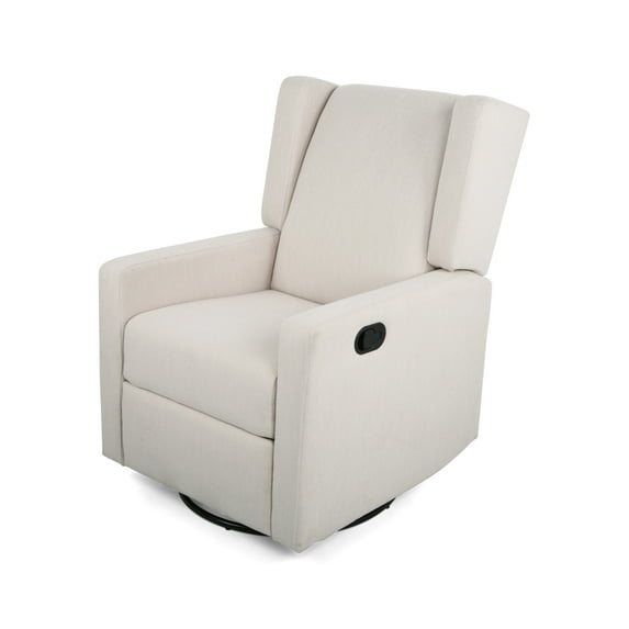 GDF Studio Landau Contemporary Fabric Upholstered Swivel Recliner, Beige and Black