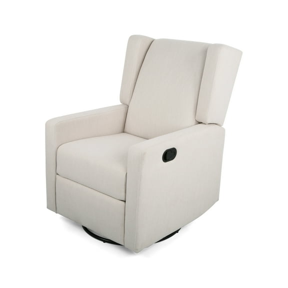 GDF Studio Landau Contemporary Fabric Upholstered Swivel Recliner, Beige and Black