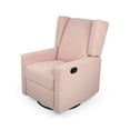 thumbnail image 1 of GDF Studio Landau Contemporary Fabric Upholstered Swivel Recliner, Blush and Black, 1 of 10