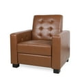 thumbnail image 1 of GDF Studio Langseth Contemporary Tufted Pushback Recliner, Cognac Brown Faux Leather and Dark Brown, 1 of 13