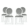 thumbnail image 1 of GDF Studio Lariya Contemporary Velvet Dining Chairs, Set of 4, Light Gray and Glossy White, 1 of 8
