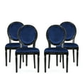 thumbnail image 1 of GDF Studio Lariya Contemporary Velvet Dining Chairs, Set of 4, Navy Blue and Glossy Black, 1 of 8