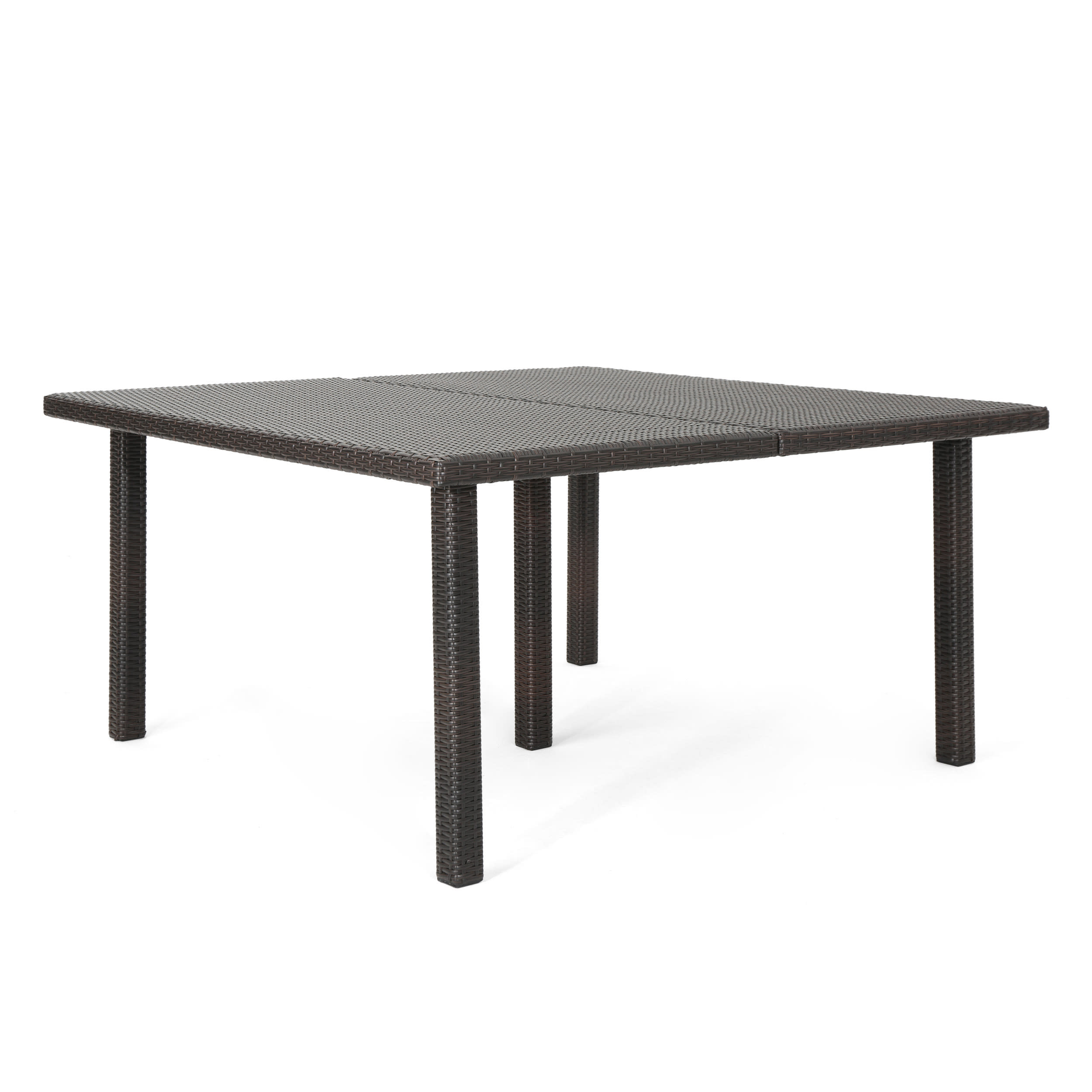GDF Studio Larue Outdoor Wicker Square Dining Table Multibrown, 300lb