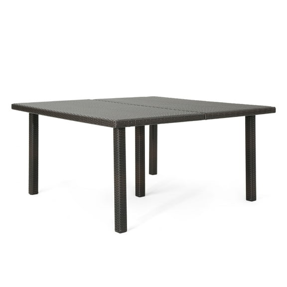 GDF Studio Larue Outdoor Wicker Square Dining Table Multibrown, 300lb