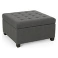 thumbnail image 1 of GDF Studio Lastoro Contemporary Tufted Storage Ottoman, Dark Gray Fabric and Dark Brown, 1 of 10