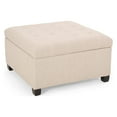 thumbnail image 1 of GDF Studio Lastoro Contemporary Tufted Storage Ottoman, Wheat Fabric and Dark Brown, 1 of 11