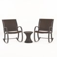 thumbnail image 1 of GDF Studio Leann Outdoor Wicker and Aluminum 3 Piece Rocking Chair Chat Set, Dark Brown, 1 of 7