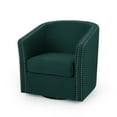 thumbnail image 1 of GDF Studio Leily Contemporary Fabric Swivel Club Chair, Green and Black, 1 of 8