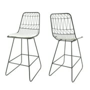 GDF Studio Lilith Indoor 26.25" Iron Counter Stools, Set of 2, Gray, Ivory