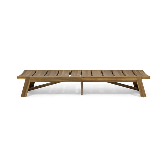 GDF Studio Lillian Outdoor Acacia Wood Adjustable Chaise Lounge, Teak and Yellow
