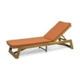 thumbnail image 1 of GDF Studio Lillian Outdoor Acacia Wood Armless Adjustable Chaise Lounge with Cushion, Teak and Rust Orange, 1 of 4
