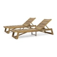 thumbnail image 1 of GDF Studio Lillian Outdoor Acacia Wood and Iron Armless Adjustable Chaise Lounges, Set of 2, Teak and Yellow, 1 of 7