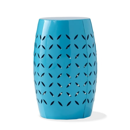 GDF Studio Lilly Indoor/Outdoor Metal 12 Inch Side Table, Blue