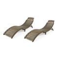 thumbnail image 1 of GDF Studio Lisbon Outdoor Acacia Wood Folding Chaise Lounge, Set of 2, Gray, 1 of 9