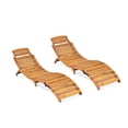 thumbnail image 1 of GDF Studio Lisbon Outdoor Acacia Wood Folding Chaise Lounge, Set of 2, Natural, 1 of 10