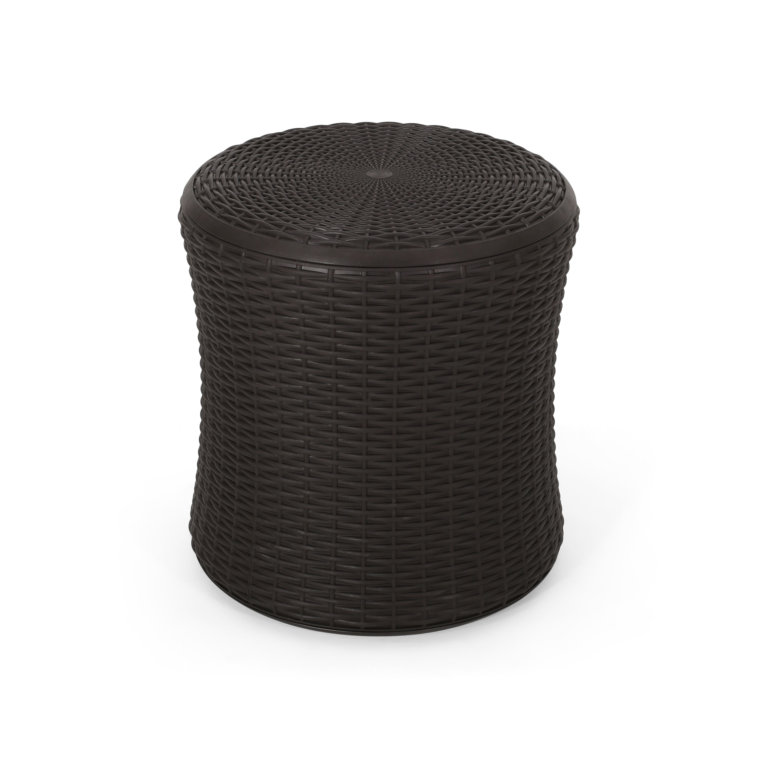 GDF Studio Vincent Outdoor Wicker Side Table with Glass Top, Multibrown