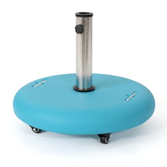 GDF Studio Louise Outdoor Concrete 80lb Round Umbrella Base, Teal
