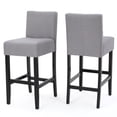 thumbnail image 1 of GDF Studio Lowry Contemporary Upholstered 29.5 Inch Barstools, Set of 2, Light Gray Fabric and Espresso, 1 of 8