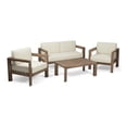 thumbnail image 1 of GDF Studio Lucia Outdoor Acacia Wood 4 Seater Chat Set with Cushions, Brown and Beige, 1 of 10