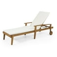 thumbnail image 1 of GDF Studio Lucknow Outdoor Acacia Wood Adjustable Chaise Lounge with Cushion, Teak and Cream, 1 of 8