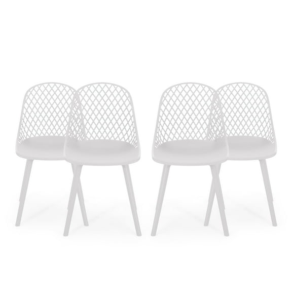 GDF Studio Lucy Outdoor Modern Dining Chair, Set of 4, White