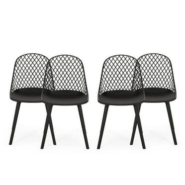 GDF Studio Lucy Outdoor Modern Dining Chairs, Set of 4, Black