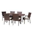 thumbnail image 1 of GDF Studio Luke Outdoor Wicker 7 Piece Dining Set with Cushion, Multibrown and Cream, 1 of 13