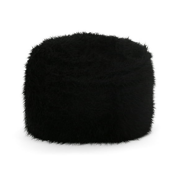 GDF Studio Lycus Furry Bean Bag, Black