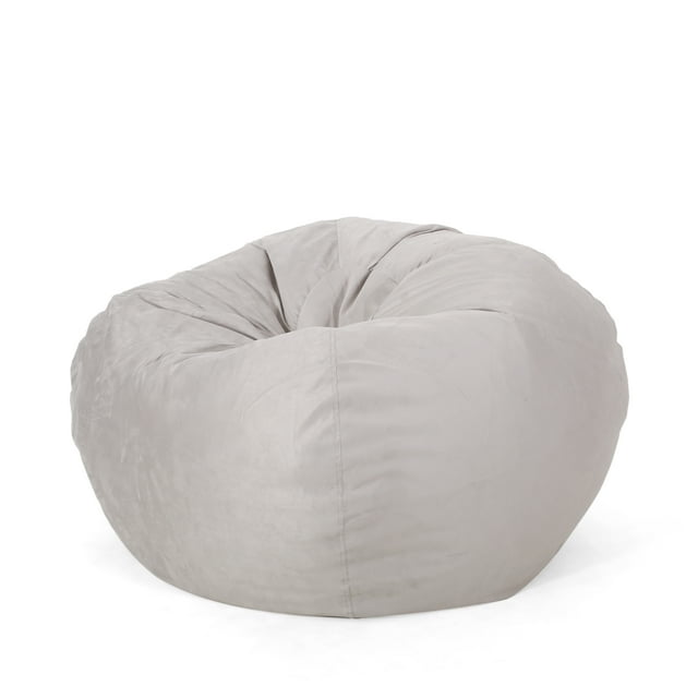 GDF Studio Lynnex Modern Microfiber 5 Foot Bean Bag, Light Gray