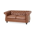 thumbnail image 1 of GDF Studio Madelena Chesterfield Faux Leather Tufted Loveseat with Nailhead Trim, Cognac Brown and Dark Brown, 1 of 9