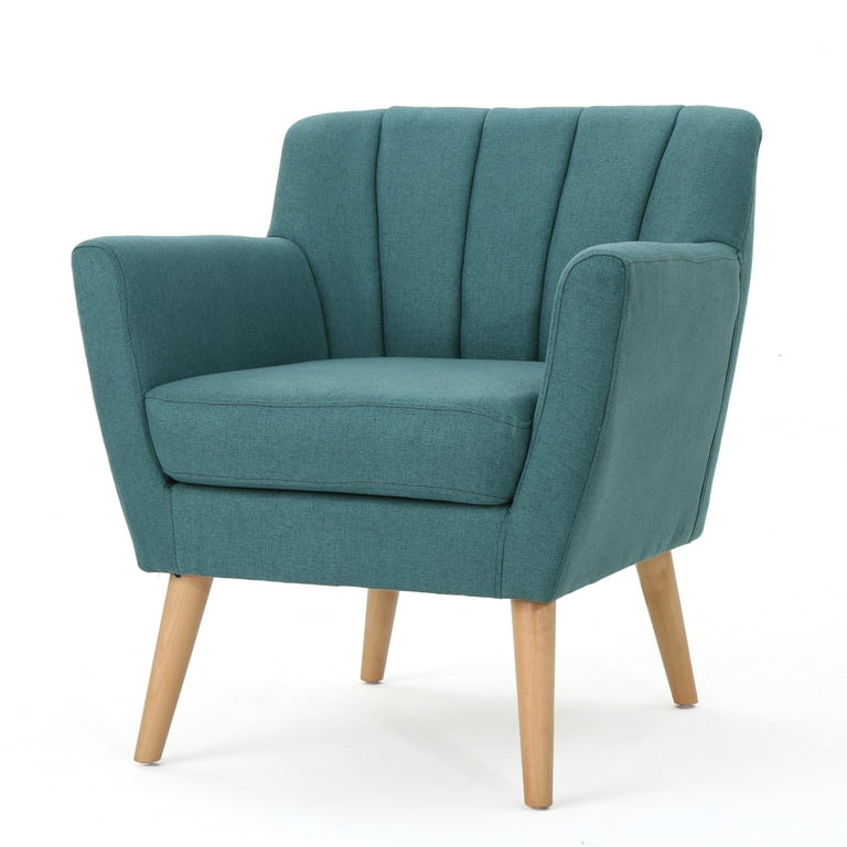 GDF Studio Madelyn Mid Century Modern Dark Teal Fabric Club Chair