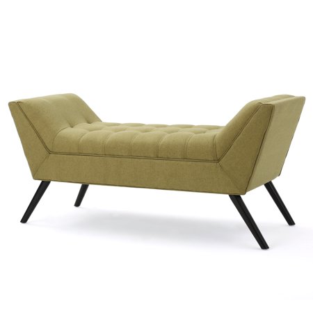 GDF Studio Madrid Indoor Traditional Green Fabric Tufted Bench