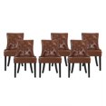 thumbnail image 1 of GDF Studio Maggie Contemporary Faux Leather Tufted Dining Chairs, Set of 6, Cognac Brown and Dark Brown, 1 of 9