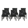 thumbnail image 1 of GDF Studio Maggie Contemporary Faux Leather Tufted Dining Chairs, Set of 6, Midnight Black and Dark Brown, 1 of 7