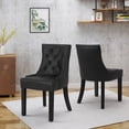 thumbnail image 1 of GDF Studio Maggie Contemporary Tufted Dining Chairs, Set of 2, Black Microfiber and Espresso, 1 of 6