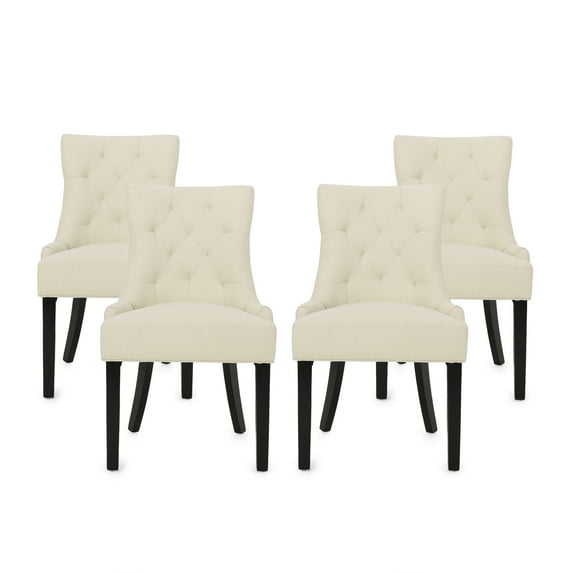 GDF Studio Maggie Contemporary Tufted Dining Chairs, Set of 4, Beige Fabric and Espresso