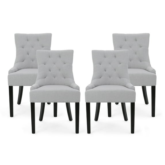 GDF Studio Maggie Contemporary Tufted Dining Chairs, Set of 4, Light Gray Fabric and Espresso