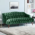 thumbnail image 1 of GDF Studio Manila Contemporary Tufted 3 Seater Sofa, Emerald Velvet and Walnut, 1 of 8