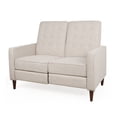 thumbnail image 1 of GDF Studio Manville Contemporary Faux Leather Tufted Loveseat Pushback Recliner, Wheat Fabric and Dark Espresso, 1 of 13