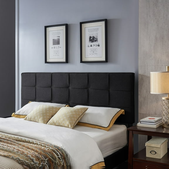 GDF Studio Marakesh Contemporary Fabric Upholstered King/Cal King Headboard, Black