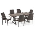 thumbnail image 1 of GDF Studio Marca Outdoor Wicker and Aluminum 7 Piece Dining Set, Multibrown, Brown, and Black, 1 of 13