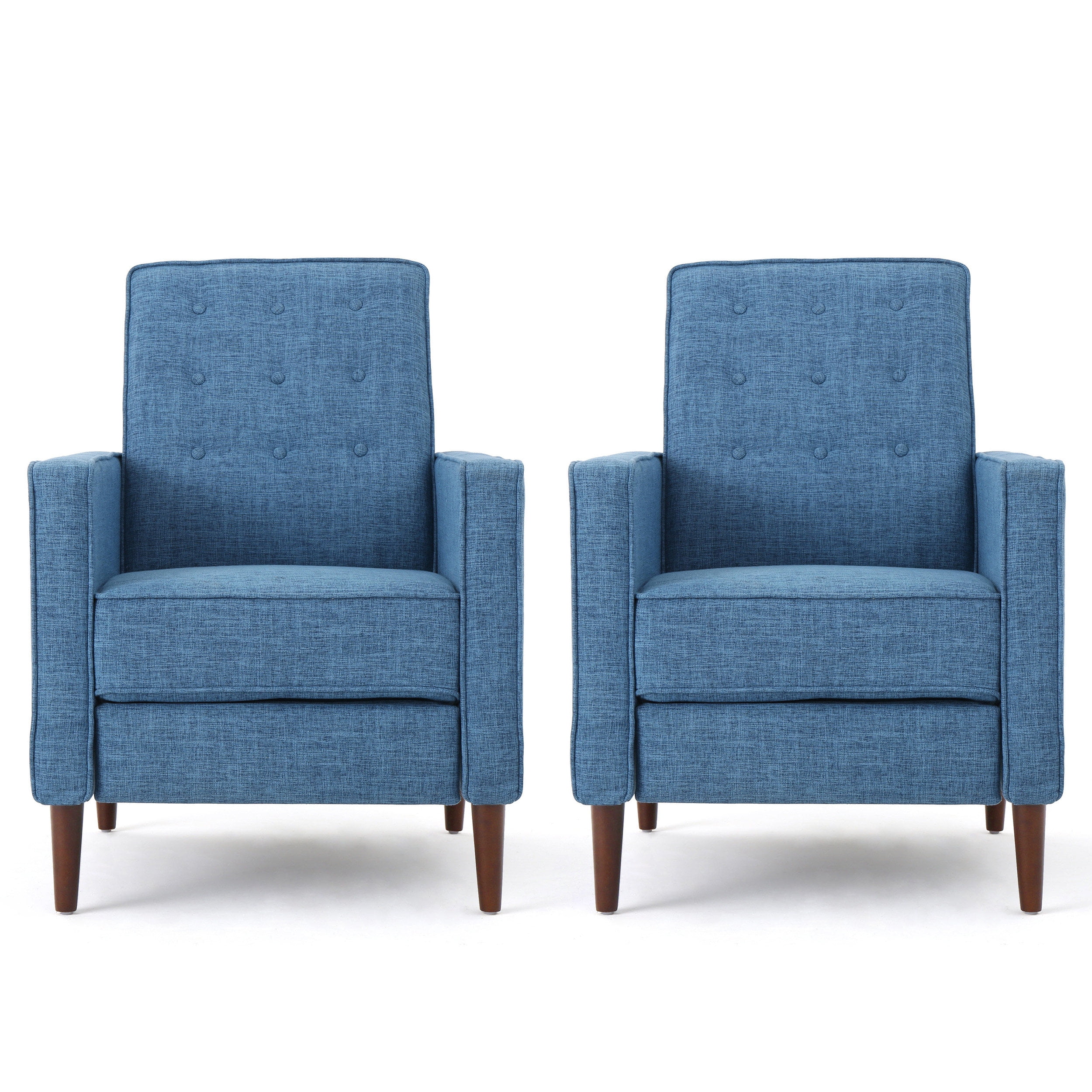 Muted Blue Mid-Century Modern Microfiber Recliner