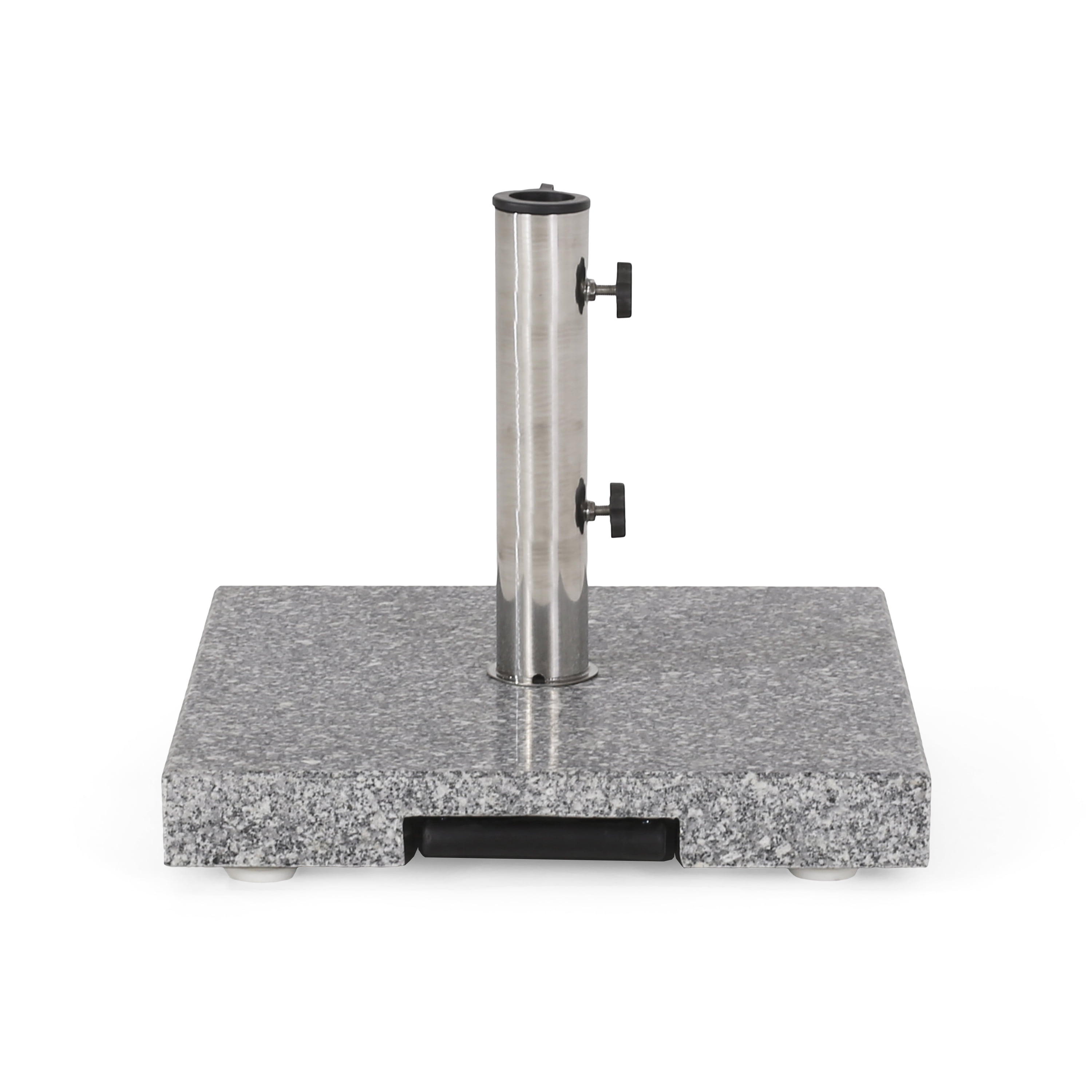 GDF Studio Martino Square Granite and Stainless Steel Umbrella Base, Natural Gray