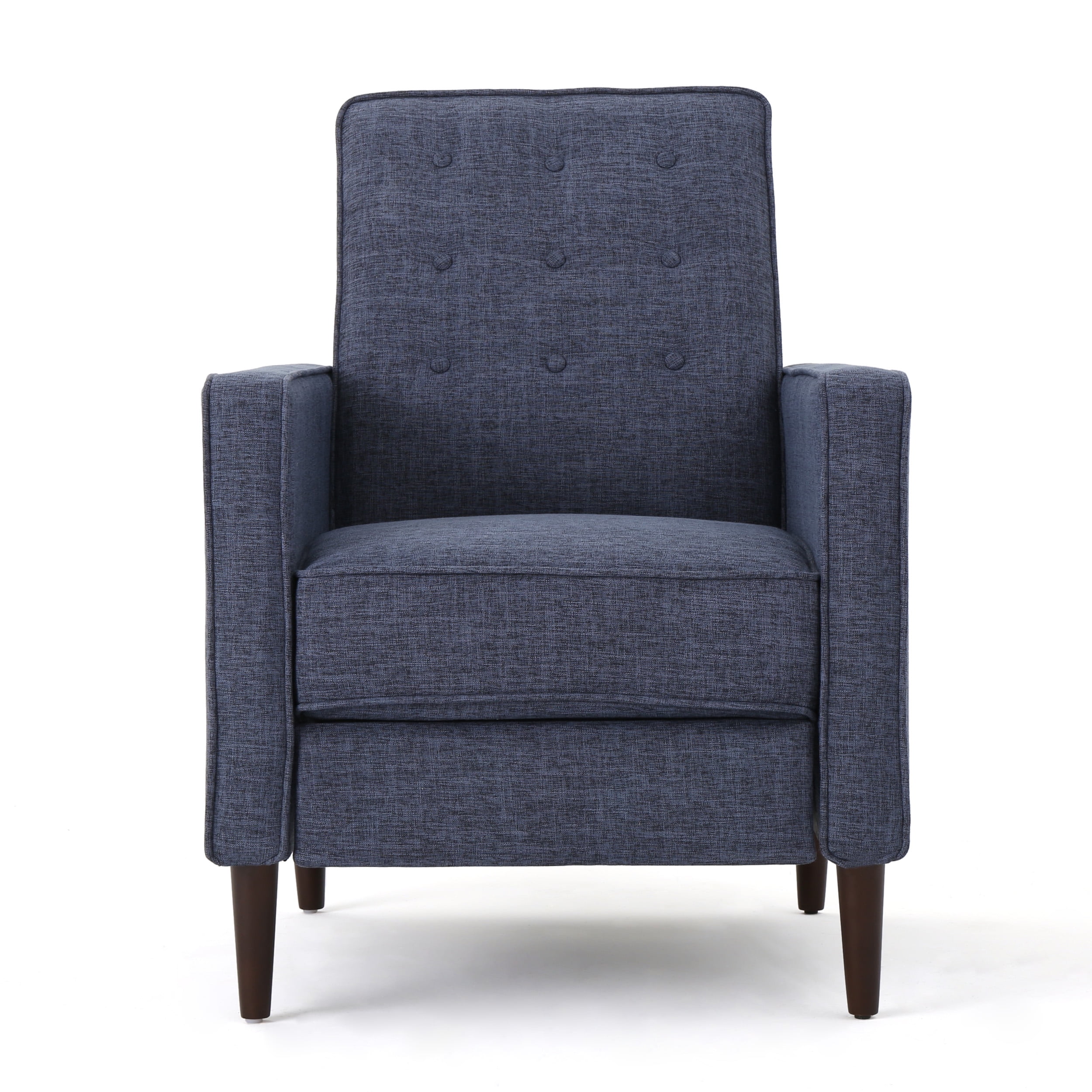 Dark Blue Microfiber Mid-Century Modern Recliner Set