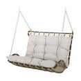 thumbnail image 1 of GDF Studio Matthew Outdoor Wicker Porch Swing with Cushions, Light Brown and Beige, 1 of 9